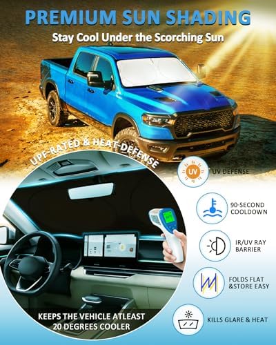 Sun Shade for Ram Windshield Sunshade for 2019-2025 Dodge Ram 1500 2Dr - Image 2