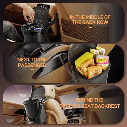 Waretary Car Trash Can with Lid, Leakproof Silicone, 2 Gallon - Image 3