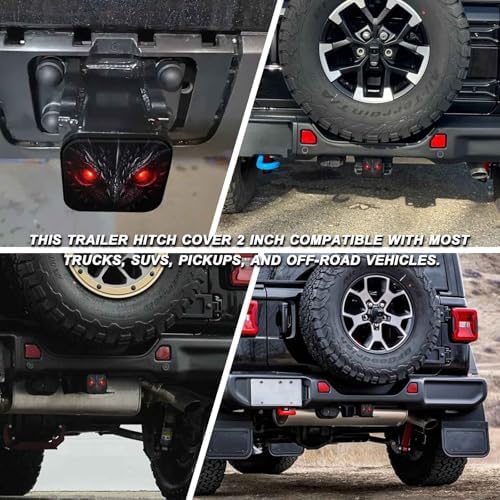 2 Inch Black Dragon Eye Trailer Hitch Cover Rubber Receiver Tube Plug Cap - Image 5