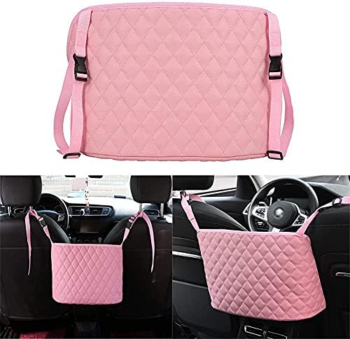 Pink Handbag Holder for Car, Durable Pu Leather Car Organizer Back Seat Net Bag - Image 7