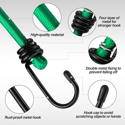 WORKPRO 24" Bungee Cords with Hooks, 4 Pack Heavy Duty Outdoor Bungee Strap - Image 5