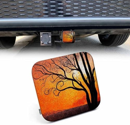 Trailer Hitch Cover 2 Inch Tree Sunset, Abstract Tree Painting Heavy-Duty Tow by Beabes