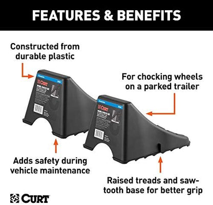 CURT 22800 Black Plastic Wheel Chocks - Image 3