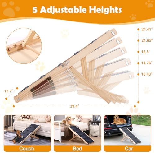 39" Foldable Dog Ramp 5-Level Adjustable Non-Slip - Image 3