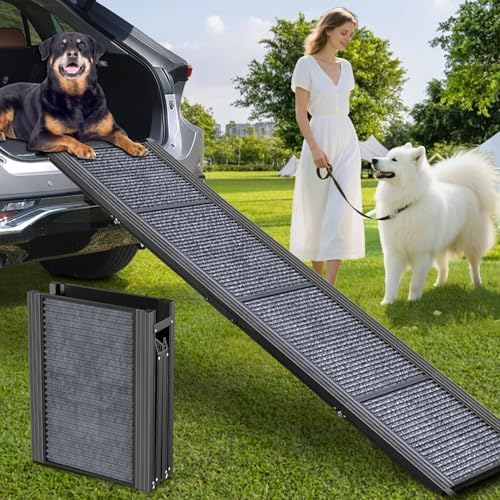 Dog Ramp for Car Truck Sturdy 71" L × 17.2" W Extra-Long Foldable by PetRuna