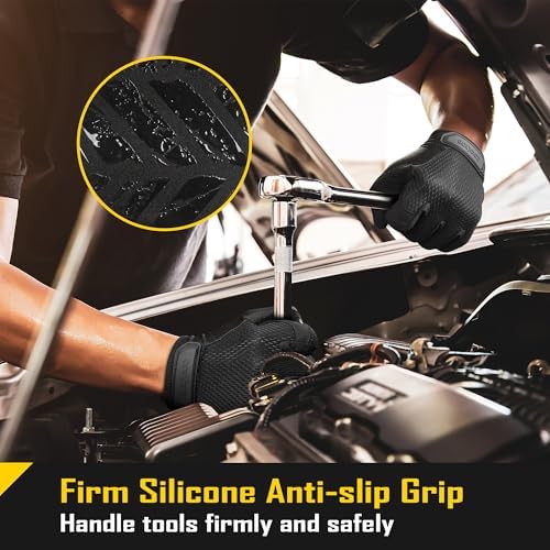 COOLJOB Mechanic Safety Work Gloves, Enhanced Anti-Slip Grip Tactical Gloves - Image 3