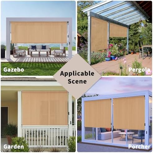 SMONTER Outdoor Sunshade Roller Shade 4'W x 8'H, Exterior Cordless Roll Up - Image 6
