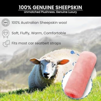 Andalus Genuine Sheepskin Car Seat Belt Cover Pad – Soft Fuzzy, Comfy Fluffy - Image 2