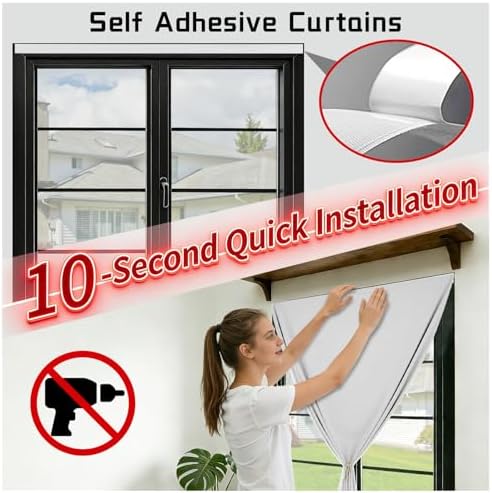 100% Blackout Magic Tape Stick On Curtains Window Shades Pull Down Blackout - Image 3
