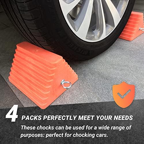 HOXWELL Premium 4 pcs Heavy Duty Wheel Tire Chocks, Vehicle Chocks - Image 5