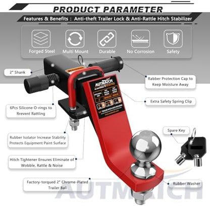 AUTMATCH Trailer Hitch Ball Mount - Image 4