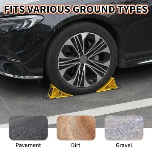 OULEME Wheel Chocks with Rope, 4 Pack Non-Slip Wheel Stoppers, Wheel Chocks - Image 6