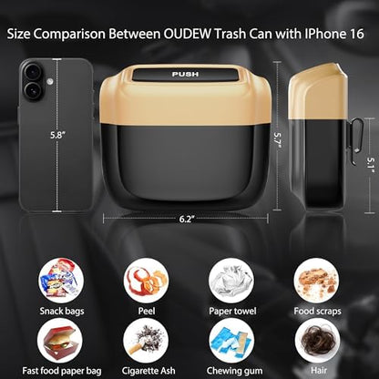 1 Pack Car Trash Can with Lid, Built-in Storage Garbage Bag - Image 2