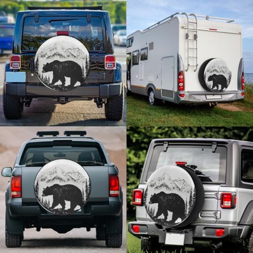 Spare Tire Cover for RV Trailer, Animal Bear Mountain Waterproof Sun Leather - Image 6
