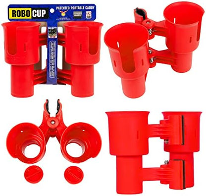 ROBOCUP, Patented Clamp On Boat Cup Holder |Multifunction Dual Drink Caddy by RoboCup