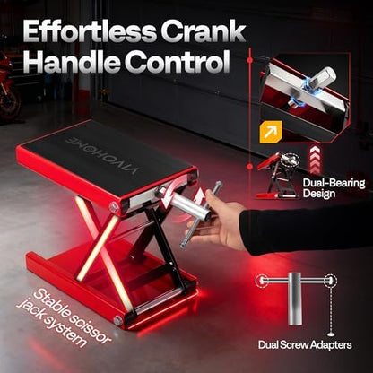 VIVOHOME 1100 LBS Motorcycle Lift Scissor Jack, Wide Deck Hoist Stand - Image 3