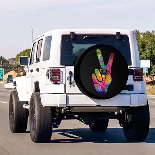 Hippie Two Fingers Symbols Peace Sign Spare Tire Cover - Image 2
