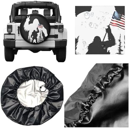 Bigfoot American Flag Spare Tire Cover Wheel Protectors Waterproof Wheel Covers - Image 2