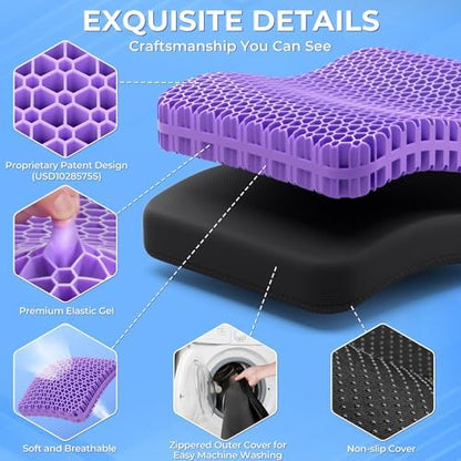 TushGuard Gel Seat Cushion for Long Sitting, Breathable Thick Patent Design - Image 4