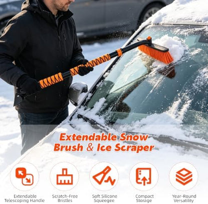 39" Extendable Snow Brush & Ice Scraper, 360° Pivoting Head - Image 2