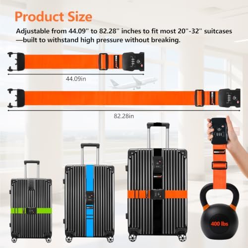 BILIONE Luggage Straps for Suitcases TSA Approved, Travel Belt - Image 6