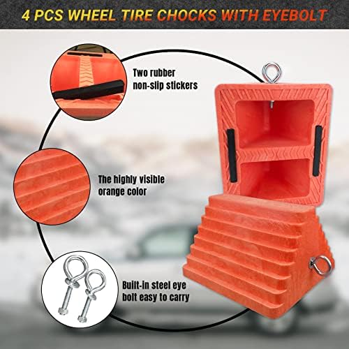 HOXWELL Premium 4 pcs Heavy Duty Wheel Tire Chocks, Vehicle Chocks - Image 3