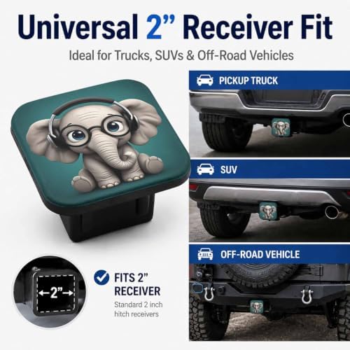 Cute Elephant Hitch Cover Receiver Tube Hitch Plug, Tool-Free Install Tow Hitch - Image 4