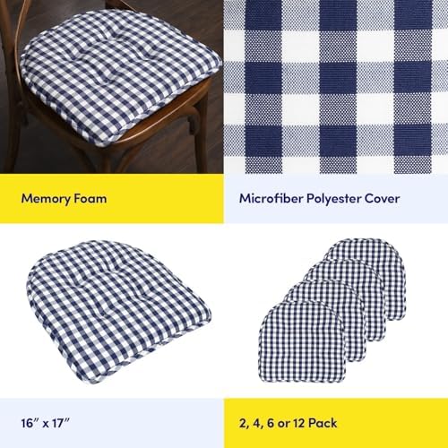 Sweet Home Collection Chair Cushion Memory Foam Pads Tufted Slip Non Skid - Image 6