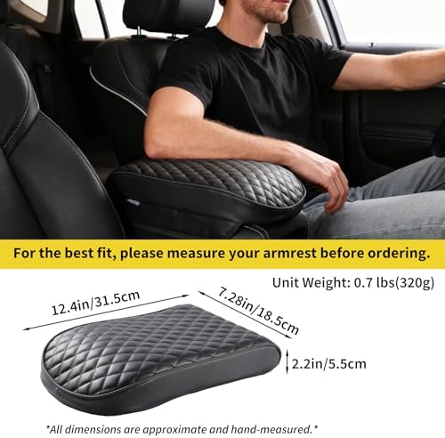 WEIHAO Car Arm Rest Cover Pad, Thick Padding 12.4x7.28x2.2 inch Car Armrest - Image 3