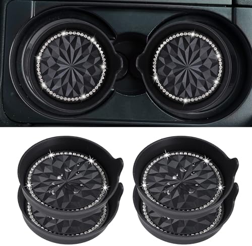 Amooca 4-Pack Car Cup Holder Coaster Bling Crystal Rhinestone Car Interior by Amooca