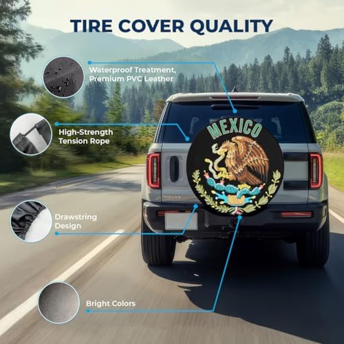 GENANY Mexico and Eagle Thick PVC Leather Spare Tire Cover Size 15 - Image 4