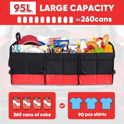 Simniam Large Trunk Organizer for Car, Foldable Multi Compartment Car Trunk - Image 4