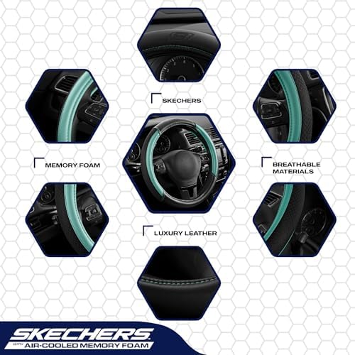 Skechers Air-Cooled Steering Wheel Cover, Air Cool Mesh Leather Car Steering - Image 3