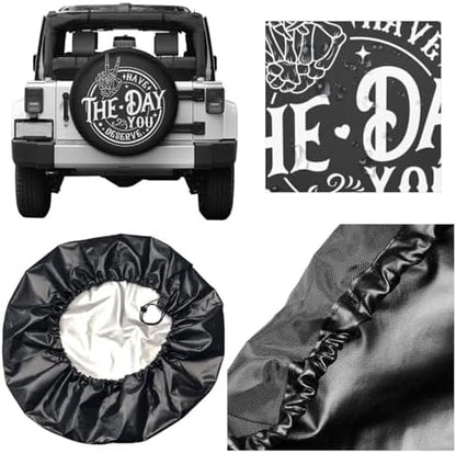 PVC Leather Spare Tire Covers for Trailers, Funny Have The Day You Deserve - Image 6