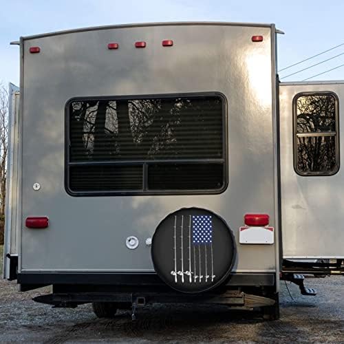Fishing American Flag Spare Tire Cover Dust-Proof Wheel Tire Cover Fit Trailer - Image 6