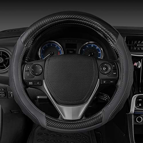 Motor Trend UltraSport Gray Carbon Fiber Steering Wheel Cover, Standard 15 inch - Image 5