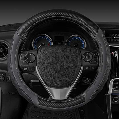 Motor Trend UltraSport Gray Carbon Fiber Steering Wheel Cover, Standard 15 inch - Image 5