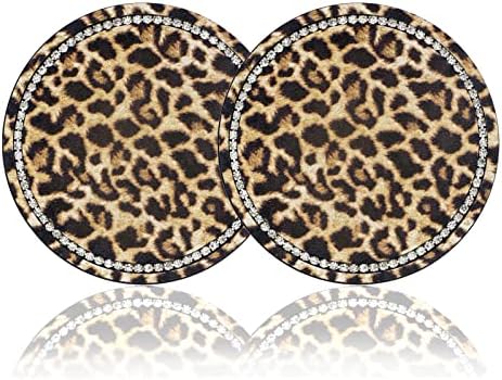 Leopard Print Bling Rhinestone Anti Slip Coasters by FLYEEGO