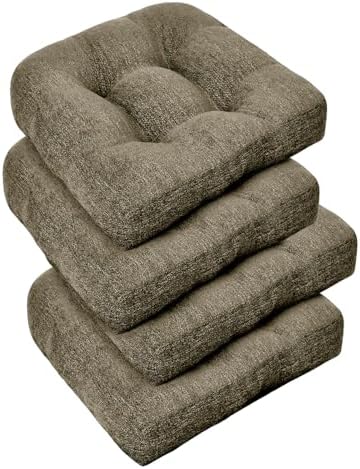 downluxe Chair Cushions for Dining Chairs 4 Pack, Tufted Indoor Chair Pads by Downluxe