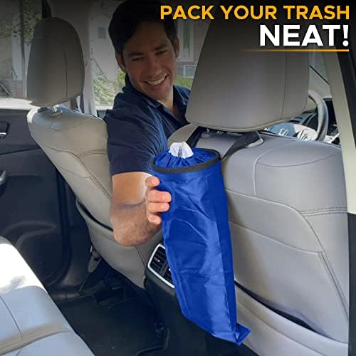 EcoNour 2 Pack Blue Car Trash Bag | Washable Back Seat Hanging Bag - Image 2