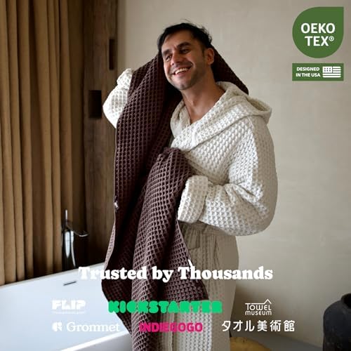 Luxury Organic Japanese Cotton Waffle Bath Towel | Thick, Quick Dry Bathroom - Image 2