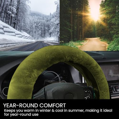 Andalus Brands Luxury Fluffy Car Steering Wheel Covers – Genuine Merino - Image 4