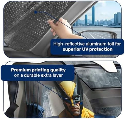 GENANY Masked Action Duo Aluminum Windshield Sun Shade 69 x 35 Inch - Image 3
