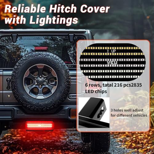 Hitch Cover with LED Light, 6 Rows and 216 pcs LED Chips 6 Mode - Image 4