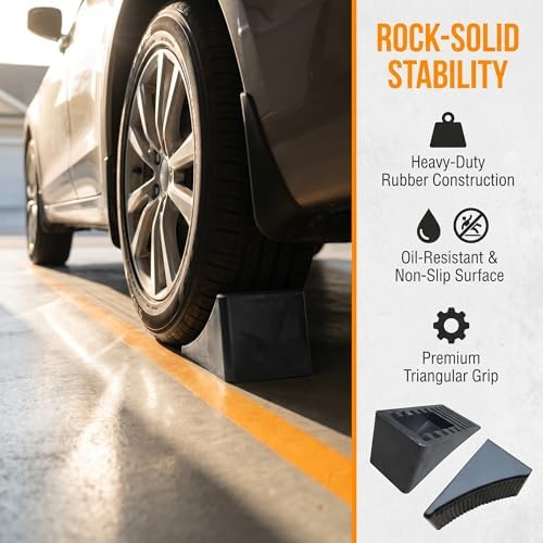 Fasmov 2 Pack Solid Rubber Heavy Duty Wheel Chock, Premium Chock - Image 7