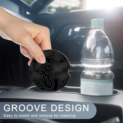 Car Coasters Topographic Cup Holder, 2 Pack Anti Slip Ceramic Car Cup Holder - Image 7