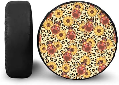 Thanksgiving Leopard Turkey Spare Tire Cover PU Leather, Wheel Protection Tire - Image 2