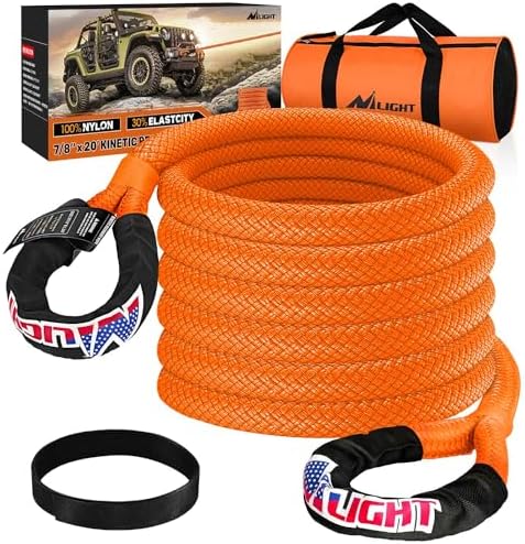 Nilight Kinetic Recovery Rope 28, 600LBS 7/8" x 20ft Snatch Strap Heavy Duty by Nilight