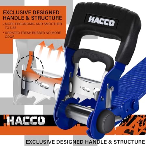 HACCOPLANET 1.6in Heavy Duty Ratchet Tie Down Straps 4PK - Image 2