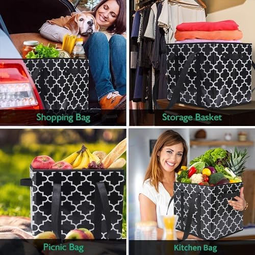 Reusable Grocery Bags 6-Pack Foldable Washable Large Storage Basket - Image 2
